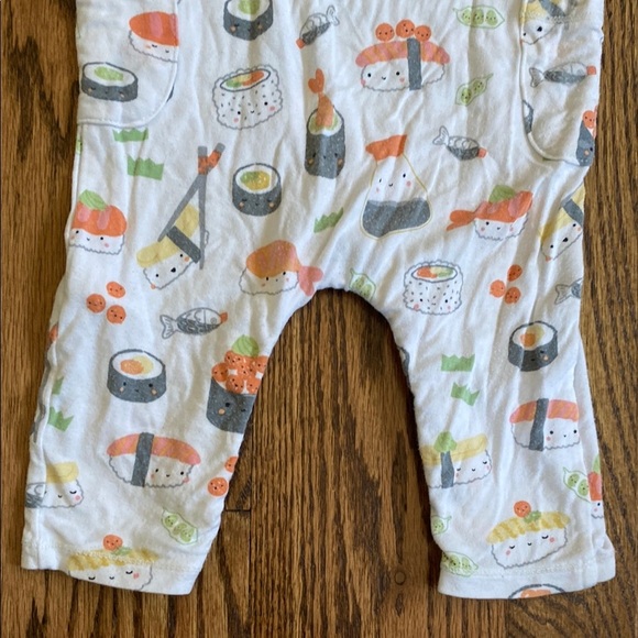 Grey/white stripe, sushi print Angel Dear bamboo once piece pj with snaps, 3-6M - Picture 12 of 15